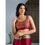Load image into Gallery viewer, Women's Satin Crepe Printed Saree With Unstitched Blouse 5.5Mtr (Maroon)