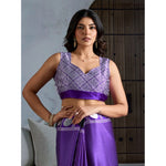 Load image into Gallery viewer, Women's Satin Crepe Printed Saree With Unstitched Blouse 5.5Mtr (Purple)