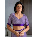 Load image into Gallery viewer, Women's Satin Crepe Printed Saree With Unstitched Blouse 5.5Mtr (Blue)