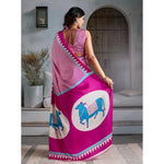 Load image into Gallery viewer, Women's Satin Crepe Printed Saree With Unstitched Blouse 5.5Mtr (Pink)