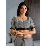 Load image into Gallery viewer, Women's Satin Crepe Printed Saree With Unstitched Blouse 5.5Mtr (Black)