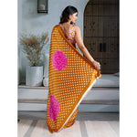 Load image into Gallery viewer, Women's Satin Crepe Printed Saree With Unstitched Blouse 5.5Mtr (Mustard)
