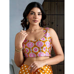 Load image into Gallery viewer, Women's Satin Crepe Printed Saree With Unstitched Blouse 5.5Mtr (Mustard)