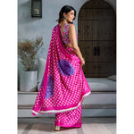 Load image into Gallery viewer, Women's Satin Crepe Printed Saree With Unstitched Blouse 5.5Mtr (Pink)