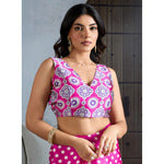 Load image into Gallery viewer, Women's Satin Crepe Printed Saree With Unstitched Blouse 5.5Mtr (Pink)