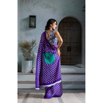Load image into Gallery viewer, Women's Satin Crepe Printed Saree With Unstitched Blouse 5.5Mtr (Purple)