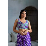 Load image into Gallery viewer, Women's Satin Crepe Printed Saree With Unstitched Blouse 5.5Mtr (Purple)