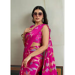 Load image into Gallery viewer, Women's Satin Crepe Printed Saree With Unstitched Blouse 5.5Mtr (Pink)