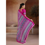 Load image into Gallery viewer, Women's Satin Crepe Printed Saree With Unstitched Blouse 5.5Mtr (Pink)