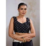 Load image into Gallery viewer, Women's Satin Crepe Printed Saree With Unstitched Blouse 5.5Mtr (Black)