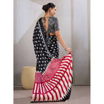 Load image into Gallery viewer, Women's Satin Crepe Printed Saree With Unstitched Blouse 5.5Mtr (Black)