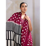 Load image into Gallery viewer, Women's Satin Crepe Printed Saree With Unstitched Blouse 5.5Mtr (Maroon)