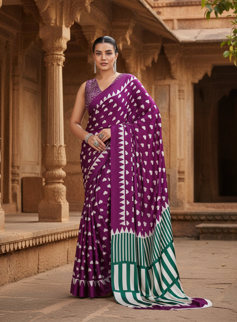 Pid 65084 women s satin crepe printed saree with unstitched blouse 5 5 mtr purple 1 1000x1000