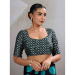 Load image into Gallery viewer, Women's Satin Crepe Printed Saree With Unstitched Blouse 5.5Mtr (Black)