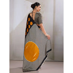 Load image into Gallery viewer, Women's Satin Crepe Printed Saree With Unstitched Blouse 5.5Mtr (Mustard)