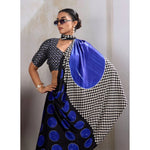 Load image into Gallery viewer, Women's Satin Crepe Printed Saree With Unstitched Blouse 5.5Mtr (Blue)