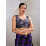 Load image into Gallery viewer, Women's Satin Crepe Printed Saree With Unstitched Blouse 5.5Mtr (Purple)