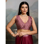 Load image into Gallery viewer, Women's Satin Crepe Printed Saree With Unstitched Blouse 5.5Mtr (Maroon)