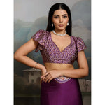 Load image into Gallery viewer, Women's Satin Crepe Printed Saree With Unstitched Blouse 5.5Mtr (Purple)