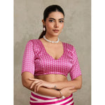 Load image into Gallery viewer, Women's Satin Crepe Printed Saree With Unstitched Blouse 5.5Mtr (Pink)