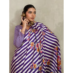 Load image into Gallery viewer, Women's Satin Crepe Printed Saree With Unstitched Blouse 5.5Mtr (Purple)