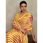 Load image into Gallery viewer, Women's Satin Crepe Printed Saree With Unstitched Blouse 5.5Mtr (Mustard)
