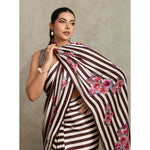 Load image into Gallery viewer, Women's Satin Crepe Printed Saree With Unstitched Blouse 5.5Mtr (Brown)