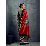 Load image into Gallery viewer, Women's Satin Crepe Printed Saree With Unstitched Blouse 5.5Mtr (Multicolor)
