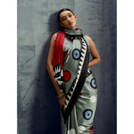 Load image into Gallery viewer, Women's Satin Crepe Printed Saree With Unstitched Blouse 5.5Mtr (Multicolor)