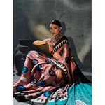 Load image into Gallery viewer, Women's Satin Crepe Printed Saree With Unstitched Blouse 5.5Mtr (Multicolor)