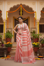 Load image into Gallery viewer, Women's Linen Printed Saree With Unstitched Blouse 5.5Mtr (Multicolor)