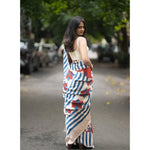Load image into Gallery viewer, Women's Linen Printed Saree With Unstitched Blouse 5.5Mtr (Red)