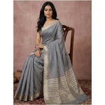 Load image into Gallery viewer, Women's Cotton Printed Saree With Unstitched Blouse 5.5Mtr (Gray)