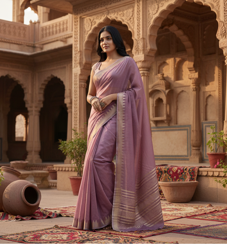 Pid 65220 women s cotton printed saree with unstitched blouse 5 5 mtr purple 1 1000x1000