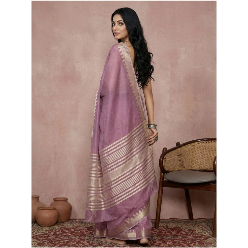 Women's cotton printed saree with unstitched blouse 5