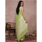 Load image into Gallery viewer, Women's Cotton Printed Saree With Unstitched Blouse 5.5Mtr (Light Green)