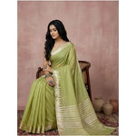 Load image into Gallery viewer, Women's Cotton Printed Saree With Unstitched Blouse 5.5Mtr (Light Green)