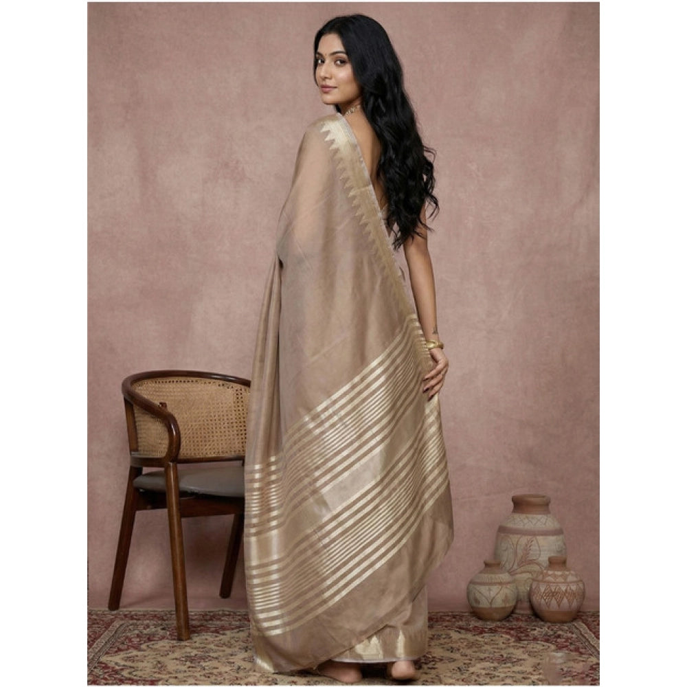 Women's cotton printed saree with unstitched blouse 5