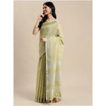 Load image into Gallery viewer, Women's Linen Cotton Printed Saree With Unstitched Blouse 5.5Mtr (Olive Green)