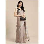 Load image into Gallery viewer, Women's Linen Cotton Printed Saree With Unstitched Blouse 5.5Mtr (Beige)