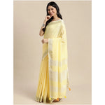 Load image into Gallery viewer, Women's Linen Cotton Printed Saree With Unstitched Blouse 5.5Mtr (Yellow)