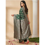 Load image into Gallery viewer, Women's Silk Blend Printed Saree With Unstitched Blouse 5.5Mtr (Dark Green)