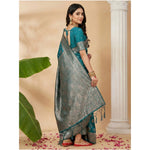 Load image into Gallery viewer, Women's Silk Blend Printed Saree With Unstitched Blouse 5.5Mtr (Sea Green)