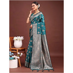 Load image into Gallery viewer, Women's Banarasi Silk Printed Saree With Unstitched Blouse 5.5Mtr (Sea Green)
