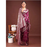 Load image into Gallery viewer, Women's Banarasi Silk Printed Saree With Unstitched Blouse 5.5Mtr (Purple)