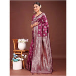 Load image into Gallery viewer, Women's Banarasi Silk Printed Saree With Unstitched Blouse 5.5Mtr (Purple)