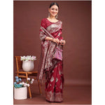 Load image into Gallery viewer, Women's Banarasi Silk Printed Saree With Unstitched Blouse 5.5Mtr (Maroon)