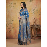 Load image into Gallery viewer, Women's Silk Blend Printed Saree With Unstitched Blouse 5.5Mtr (Sky Blue)