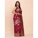 Load image into Gallery viewer, Women's Banarasi Silk Printed Saree With Unstitched Blouse 5.5Mtr (Magenta)