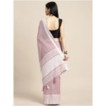 Load image into Gallery viewer, Women's Linen Printed Saree With Unstitched Blouse 5.5Mtr (Purple)